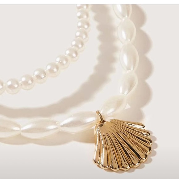 🎁4 for $50🎁 2 piece set pearl stretch shell anklet foot chain jewelry - Picture 4 of 4